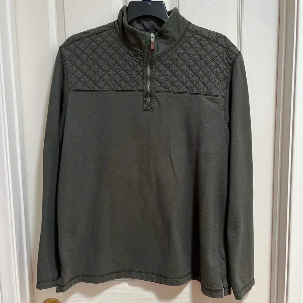 G. H. Bass Co. Men’s Shirt Pullover 1/4 Zip Green Long Sleeve Quilted Casual XL